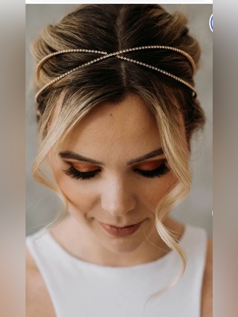 Delicate Gold Double-Band Rhinestone Headband and A pearl 2 pc